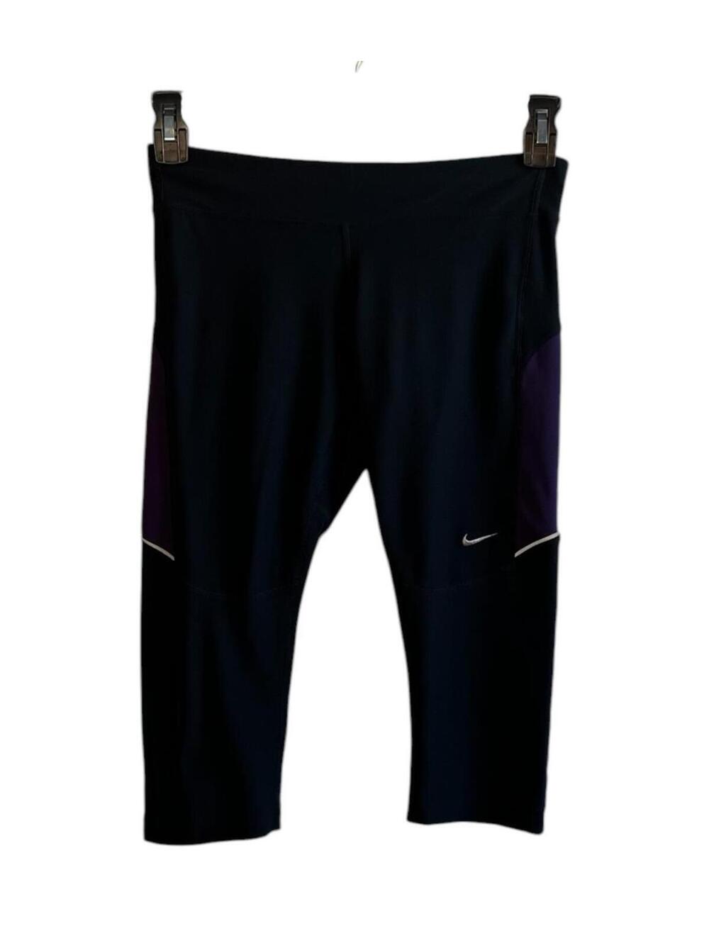 Nike Dri-FIT Cropped Leggings Black/Purple Athletic - Size Small